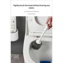 1 pièce Ensemble de brosse de toilette avec support - Une brosse de toilette multifonctionnelle et antibactérienne avec des poils antibactériens haute densité à 360° conçus pour atteindre en profondeur les recoins pour un nettoyage en profondeur. Cet élément essentiel de nettoyage de salle de bain remplit un double objectif : à la fois un outil de nettoyage pratique et un accent décoratif unique pour votre salle de bain. - Costume gris - Voir 4