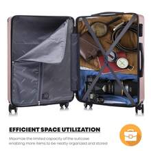 YONSLY Large Suitcase 20/24/28 Inches With YKK Zipper TSA Lock 4 360° Wheels Spinner Mesh Pocket Soft Rubber Handle Travel Suitcase For Short Trips - 玫瑰金 - 查看 6