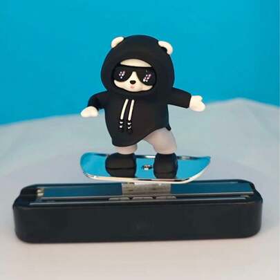 1pc Cute Cartoon Bear Skateboard Car Decor, Suitable For Dashboard, Bear Is Movable, Unique And Fun Car Interior Decoration, Also Can Be Used As Creative Portable Car Decor To Add A Relaxing Atmosphere.
