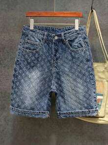 Quần short denim móc len thời trang dành cho nam - Rửa trung bình - Xem 2