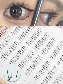 Waloshow 80pcs Cat Claw False Eyelashes, 3-Step Slouchy Lash Extension Kit, Reusable B-Curl Eyelash For Beginners - B - View 6