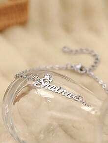 Vòng chân khắc tên theo yêu cầu, vòng chân bằng thép không gỉ có thể điều chỉnh, mặt dây chuyền chữ hình vương miện phong cách hiphop, trang sức phong cách bohemian dành tặng phụ nữ. - Vàng - Xem 8