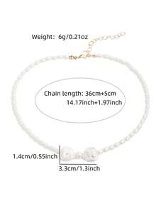 1 chiếc vòng cổ thời trang nữ hình trái tim và bầu dục đính ngọc trai giả, sang trọng, thanh lịch, phù hợp cho tiệc tùng và công sở. - Màu be - Xem 4