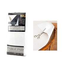 Felt Back Vinyl Table Pad 52" x 90" Cut-to-Fit Waterproof Table Protector with Flannel Backing Heat-Resistant Dining Pad for Daily or Under Tablecloth Use - Blanco - Ver 1