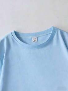 我的朋友是我的樱桃 女士樱桃/浆果水果印花圆领T恤 - 淺藍色 - 查看 4