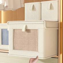 1/2pcs Covered Fabric Foldable Transparent Window Clothing Storage Box, Drawer Style Jeans Organizer Box For Home - Beige With Lid - View 8