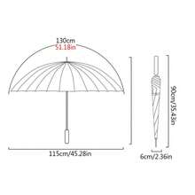 24 Ribs Umbrella Classic Large Umbrellas Strong Windproof Stormproof Black V - Black - View 6