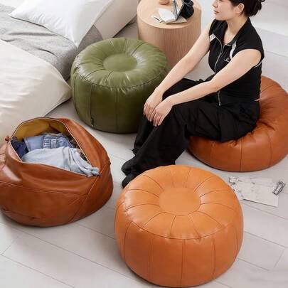 1件装南瓜椭圆形沙发套 - 可折叠，方便收纳，可放置旧衣服和软塌塌的沙发，仅含沙发套，不含填充物