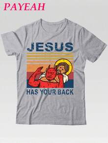 Nuevos productos de moda muy populares: Camisetas retro cristianas de Jiu Jitsu "Jesus Has Your Back" de PAYEAH para hombres y niños (pieza única), 100% algodón, 220g, camiseta de algodón pesado. - Gris - Ver 8