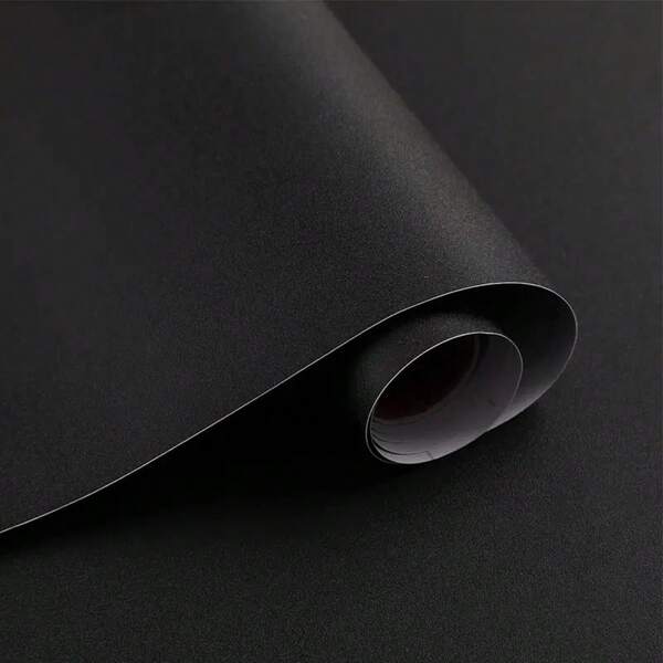 1 Roll Black Self-Adhesive Wallpaper, 3D Removable Waterproof Grease-Proof Wall Sticker For Room, Living Room, Kitchen, Bedroom, Office Decor