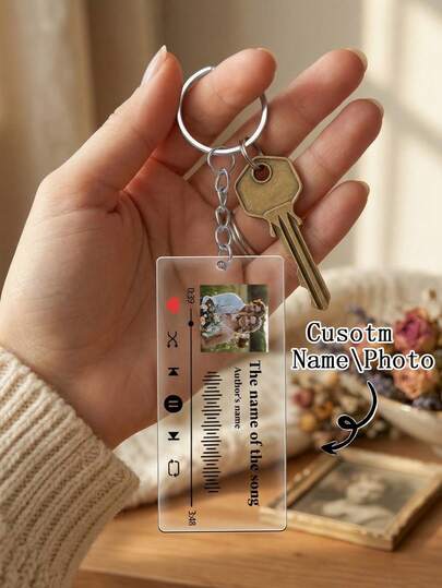 Customized Music Photo Text Keychain For Mother's Day, Personalized Acrylic Keychain, Birthday Gift, Anniversary Gift, Home Decor, Souvenir, Cute, High Quality, Birthday Gift, Wedding Anniversary Memento