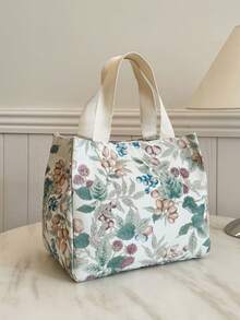 Portable Insulated Lunch Bag, Bento Box, Dinner Thermal Bag, Cute Thickened Student Lunch Fruit Bag, Leaf And Grape Design Bag - Multicolor - View 3