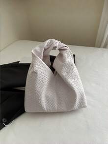 Túi xách vuông xoay bất đối xứng thời trang, ba lô chất liệu PU dệt, túi công sở đa năng tối giản có quai xách tháo rời (mẫu ngẫu nhiên), túi xách đa năng phong cách mới, thiết kế giản dị, túi đeo chéo, túi tote nhẹ dung tích lớn - Nhiều màu - Xem 10