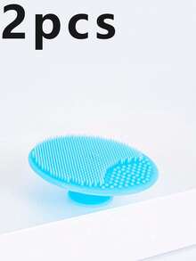 5/2pcs New Oval Silicone Facial Cleansing Brush With Suction Cup - Solid Color - View 14
