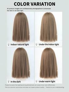 7JHH WIGS 女士齐肩直发假发，16英寸优雅浅棕色带刘海假发，高品质柔软丝滑耐热合成纤维假发，适合日常佩戴，完美适用于节日、角色扮演和音乐节，也是毕业礼物和母亲节礼物的理想选择。 - 亞麻棕 - 查看 8