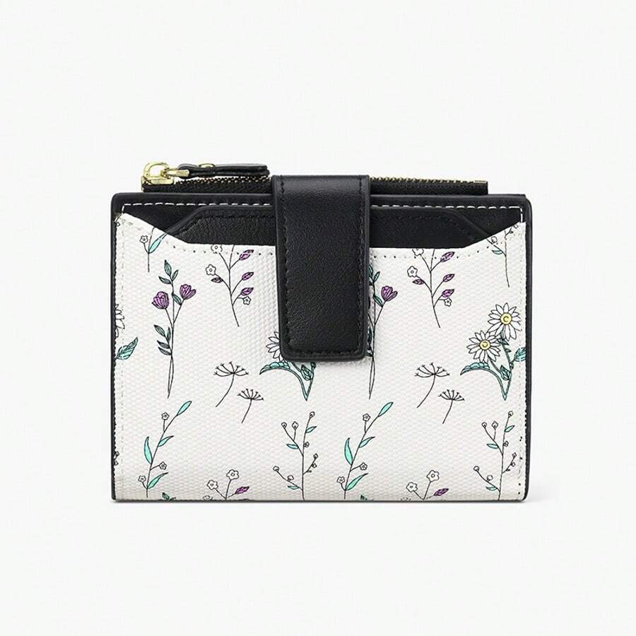 Women's Fashion Floral Print Wallet, New Arrival Multi-Function Card Holder Coin Purse With Removable Pouch, Large Capacity Short Wallet For Women Money Wallet Mini Wallet Purse Wallet Small Wallet Cute Wallet Travel Essential Summer - Black - View 1