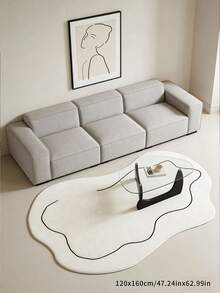 1pc Modern Art Design Asymmetrical Shape Mat, Luxury Soft Ombre Faux Cashmere Minimalist Beige Carpet, Living Room Carpet, Rug, Living Room Area Rug, Area Small Rug, Mat, Home Decor, Large Living Room Carpet, Round Carpet, Living Room Home Decor, Room Decor, Washable Carpet - Multicolor - View 4