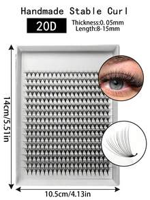 320pcs Pre-Made Cluster Eyelash Extension Kit, 20D Long Handle Pre-Made Cluster Eyelash Tray, Cluster Lashes, Individual Lashes, False Eyelashes - D - View 2