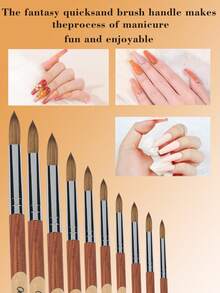 Olasalon 壓克力美甲刷，適用於DIY居家美甲沙龍美甲工具，可用作接長美甲刷、凝膠美甲油刷，適合初學者與專業人士 - 卡其色 - 查看 6