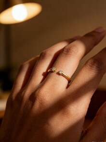 1 chiếc nhẫn bạc S925 kiểu dáng tối giản, nhỏ nhắn, có thể điều chỉnh kích thước, phù hợp với mọi dịp, trang sức thời trang thanh lịch, đa năng, thích hợp đeo hàng ngày. - kim cương - Xem 13