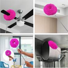 Ceiling Fan Cleaner Duster, Duster Mop With Extension, Reusable Microfiber Fan Cleaning Tool, Adjusts 13 To 31 Inch For Furniture Door Window Top, Office (Rose Red) - Rose Red - View 6