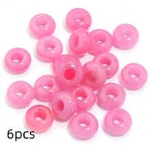 6 件/包天然大孔扁圆形算盘珠，14 毫米，多种款式可选，时尚休闲复古手工 DIY 珠子，适用于手链项链珠宝吊坠制作 - 彩色 - 查看 26