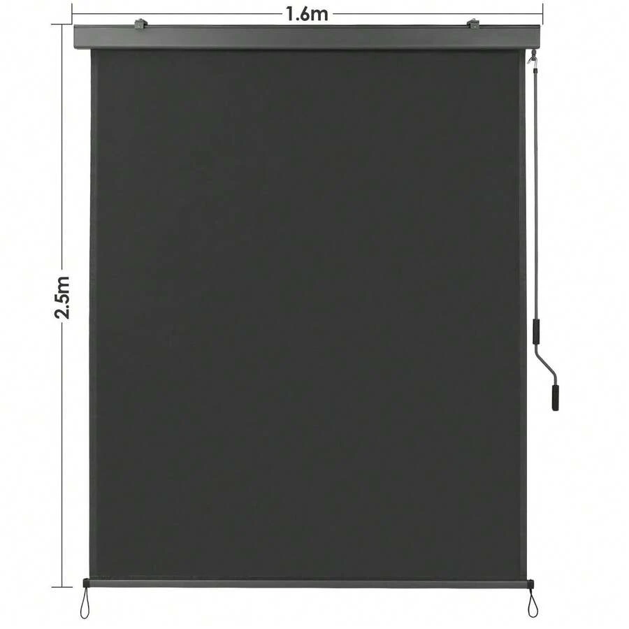 Vertical Awning, Extendable Vertical Awning, With Awning Cassette, Sun Protection, UV-Resistant, Wind Protection And Privacy Protection With Hand Crank, Beige - Dark Grey - View 1