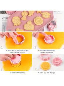 Set de 8 cortadores de galletas de graduación, incluye medalla, trofeo, insignia, certificado, birrete de graduación y formas de personajes de dibujos animados, moldes para galletas estilo prensa DIY, regalo de graduación, herramienta de cocina para hornear, adecuado para eventos escolares y fiestas temáticas - Multicolor - Ver 6