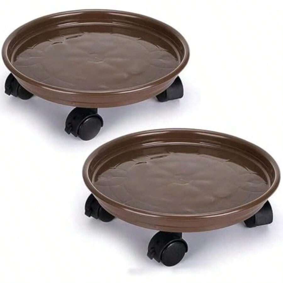 Carro para Plantas con Ruedas Soporte para Plantas con Ruedas de Alta Resistencia Base para Maceta móvil de plástico Base para jardinería con Bandeja de Agua. - café de colores - Ver 1
