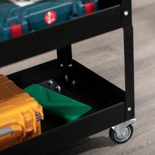 Steel Workshop Trolley With 3 Shelves On Casters With Handle - Max. Load 150 Kg - 83 X 35.3 X 76 Cm Black - 查看 8