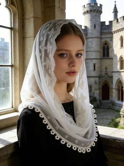 1pc Bridal Wedding Veil Lace Face Veil Scarf Headscarf Headpiece Floral Print Bohemian Polyester Fiber