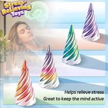 4 Pilihan Gaya, 1/2/3/4/16 Buah Mainan Gelisah Kerucut Spiral Dua Sisi Cetak 3D, Mainan Pereda Stres Sensorik dengan Tekstur Metalik Gradien - MultiWarna - View 6