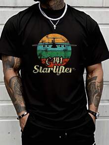 C 141 Starlifter Retro Sunsingle Top Airlift Cargo Airplane Camisingle Topa S Summer For Men T T Shirt Breathable Sweat Wicking And Soft Suitable For Daily Commutes Lounging At Home And Casual Wear.2026 New Year's Party Street Style Outfits T Shirts - Multicolor - View 1