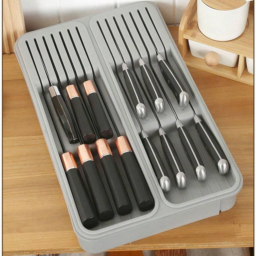 Multi-Function Kitchen Drain Knife Rack, Plastic Knife Storage Box - Multicolor - View 1