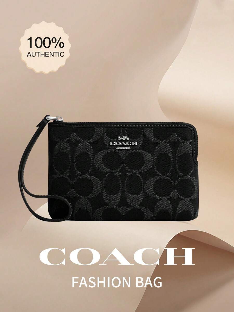 Ví cầm tay mini cổ điển 15cm có khóa kéo góc, ví quà tặng cho phụ nữ. - màu đen - Xem 1