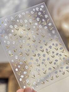 1pc Metal 5D Nail Sticker, Versatile Retro 3D Small Flower Nail Art Decals - Multicolor - View 4