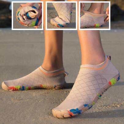 Women's Water Shoes, Breathable Non-Slip Soft Bottom Beach Shoes For Swimming, Trekking