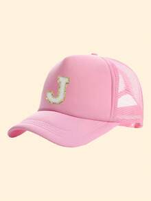 1 Piece 26 Letter Truck Hat, Fashionable And Versatile Mesh Breathable Sun Hat, Suitable For Daily Life As A Gift - Pink - View 8