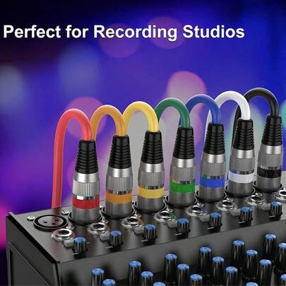 4根XLR麦克风线，XLR音频线，平衡麦克风跳线，适用于麦克风音频调音台 - XLR公头转母头3针平衡舞台跳线，25英尺/15英尺/10英尺/6英尺/3英尺，生日礼物