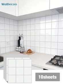 WalDecoo 4pcs/10pcs/20pcs Mosaik Kotak-kotak Tempel untuk Dinding Dapur, Kamar Mandi, dan Ruang Tamu - Mosaik kisi - View 15