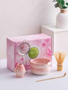 5/7/8 piezas Juego de batidor de matcha japonés, textura de mariposa y corazón, caja de regalo rosa/caja de regalo negra, adecuado para uso personal, Día de San Valentín, Navidad, Acción de Gracias, regalos de graduación - Multicolor - Ver 23