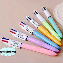 1-100pcs Customized Four-Color Ballpoint Pens, Multi-Color Pens, Four In One Four-Color Retractable Ballpoint Pens, Suitable For Office, Stationery, Students, And Student Gift Ballpoint Pens, Children's Back To School Season Gifts, Party Gifts - Four-in-one Ballpoint Pen a - View 1
