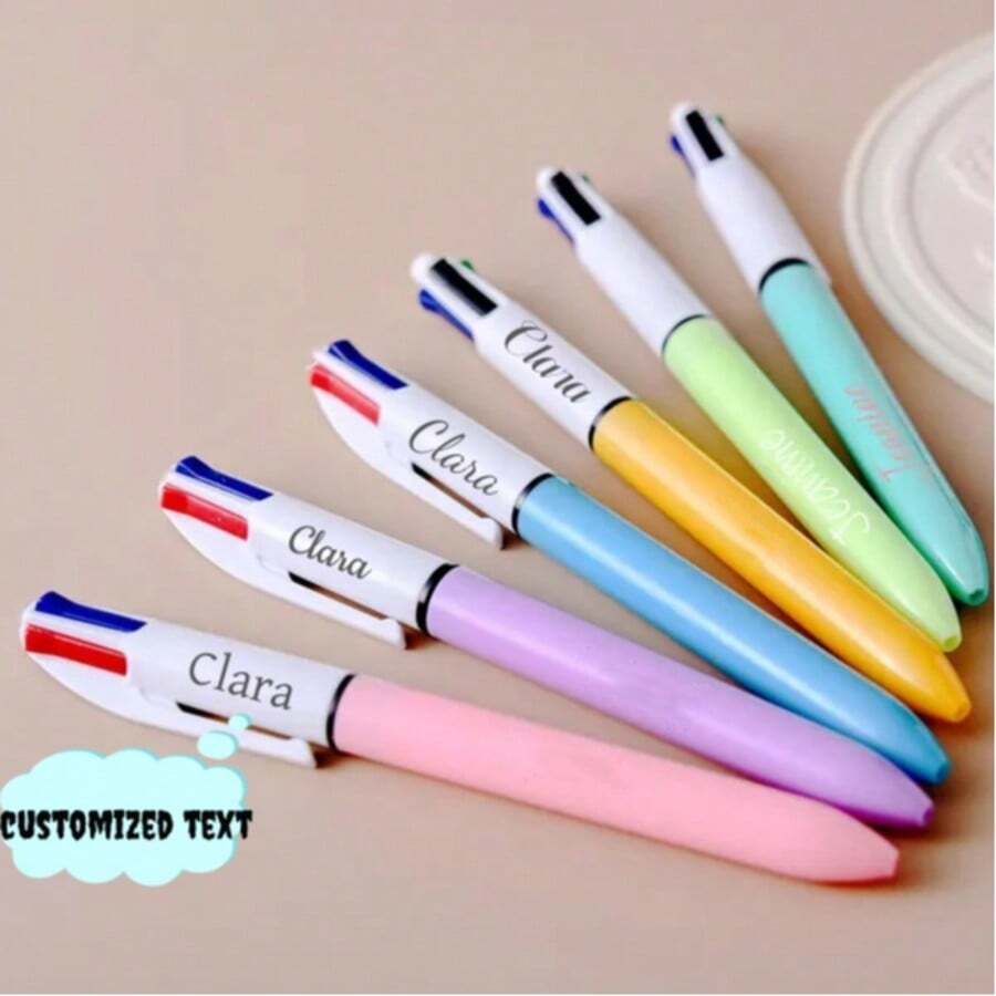 1-100pcs Customized Four-Color Ballpoint Pens, Multi-Color Pens, Four In One Four-Color Retractable Ballpoint Pens, Suitable For Office, Stationery, Students, And Student Gift Ballpoint Pens, Children's Back To School Season Gifts, Party Gifts - Four-in-one Ballpoint Pen a - View 1