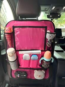 1件裝汽車座椅背收納袋，多功能收納袋，汽車配件，兒童旅行必需品，汽車座椅套，收納掛袋，可存放平板電腦、水瓶、嬰兒玩具等，汽車收納與整理內飾配件（如果您對產品品質要求極高，請勿購買此產品。產品品質中等。因為價格便宜，品質與價格相符）。 - 粉色 - 查看 4