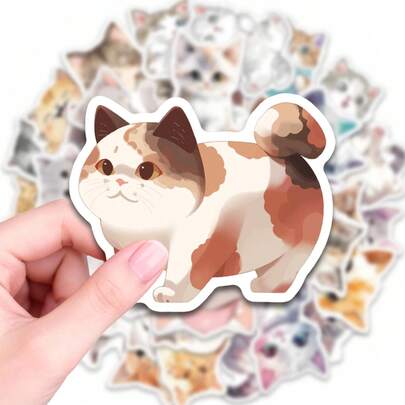 50 pezzi Adesivi gatti acquerello carini, adesivi in vinile estetici per animali domestici per borracce, laptop, custodie per telefoni, diari, album di ritagli, skateboard, adesivi decorativi per animali per amanti dei gatti, adulti, adolescenti, progetti fai-da-te, adesivi per felini impermeabili e riutilizzabili per personalizzare gli articoli di uso quotidiano