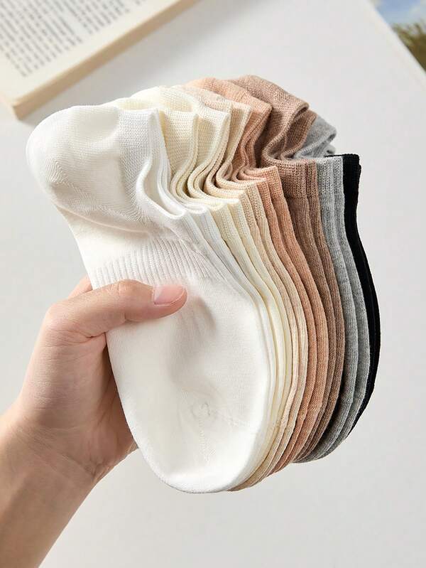 5 paires de chaussettes courtes invisibles minimalistes et confortables pour femmes, couleurs aléatoires, convenant à toutes les saisons