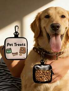 1pc Dog Print Dog Treat Bag, Pet Training Set With Hook And Zipper - Pet Poop Bag, Small Dog Pet Training Walking Bag - Multicolor - View 5
