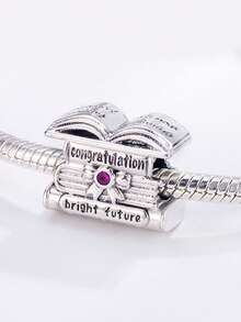 Fashionable & Delicate Romantic Graduation Series Charm Set Includes Heart, Girl, Book, Graduation Cap, Rabbit Graduate Beaded Pendant, Full Of Ceremonial Sense, Versatile DIY Bracelet Necklace Graduation Gift - Silver - View 7