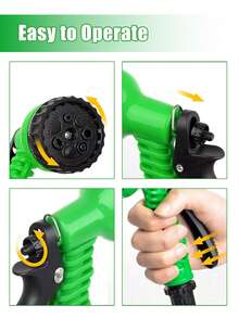 一套绿色柔性可伸缩花园软管,配有7合1可调节喷嘴,适用于浇花、草坪灌溉、庭院养护、洗车、宠物洗澡,四季皆宜。 - A - 查看 10