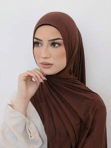 1件装女士针织头巾，莫代尔面料，吸汗面料，纯色，丝滑柔软，舒适透气，可作头巾、头饰、针织头巾，尺寸为180厘米*70厘米，适合日常、户外、祈祷、礼拜、海滩、度假等场合。 - 彩色 - 查看 15